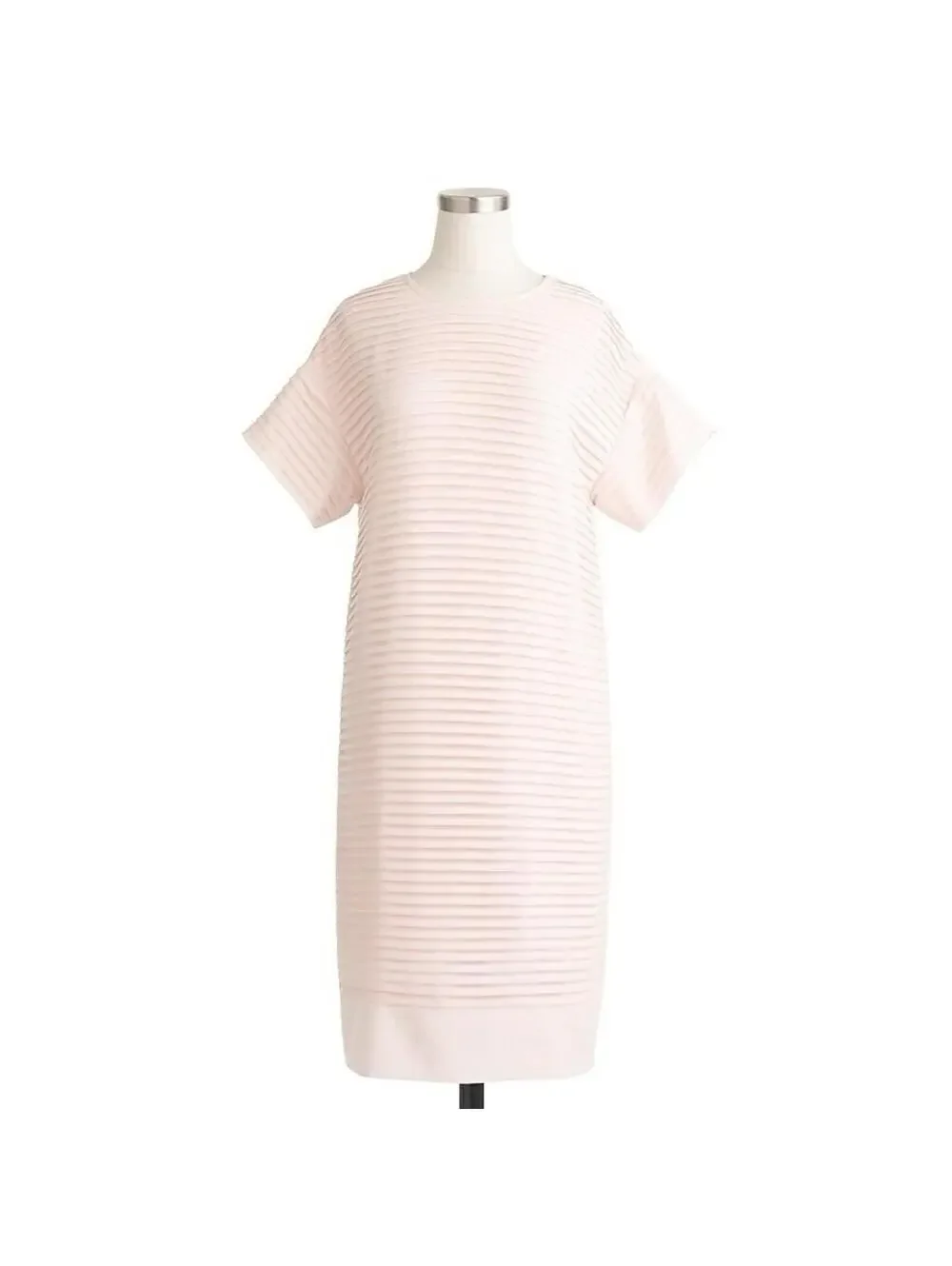 (C297) J. Crew Powder Pink Pleated Chiffon T-Shirt Shift Dress Women’s Size 12